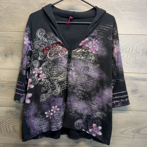 Gitano Y2K Hooded Paris Long Sleeve Top Women's Plus Size 18/20 - Picture 1 of 10